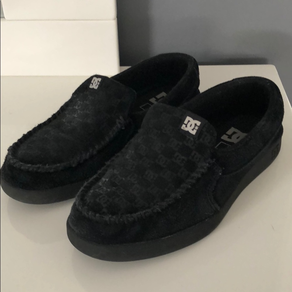 DC Black suede mens loafers